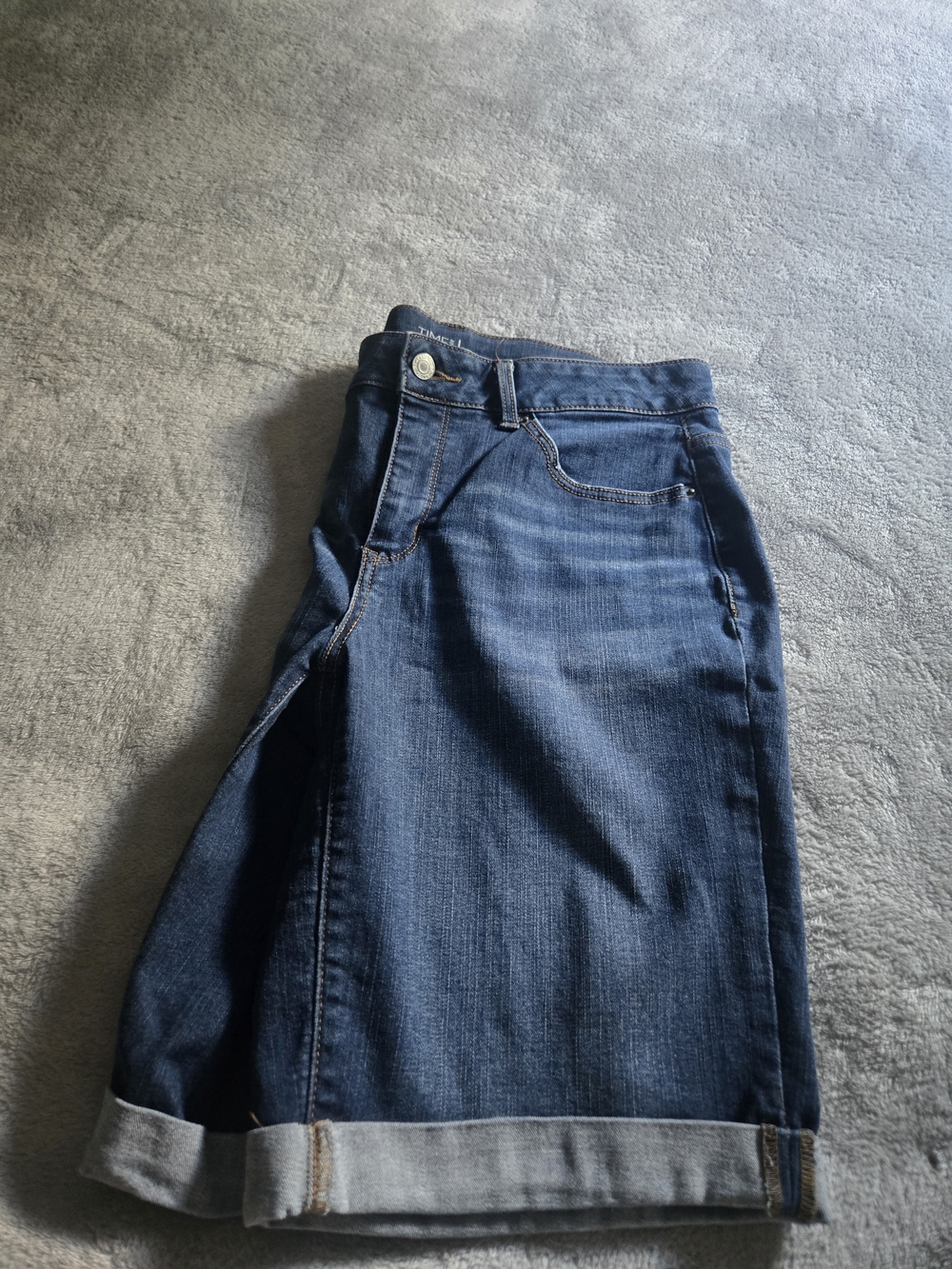 Time and Tru Blue Cuffed Denim Bermuda Shorts - Picture 7 of 7